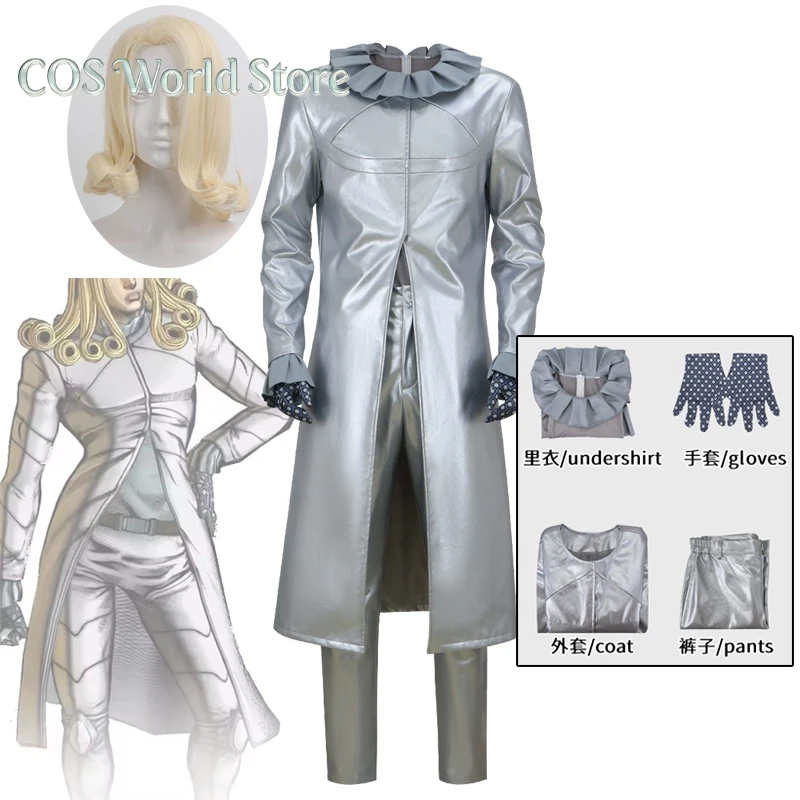 

Anime Funny Valentine Cosplay Costume JOJO STEEL BALL RUN Role Play Uniform Wig Halloween Carnival Party Outfit For Men