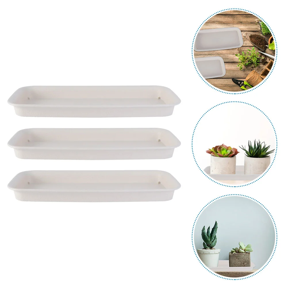 

3 Pcs Flower Pot Tray Succulent Planters Rectangular Trays Gardening Water Outdoor Flowerpot Plastic Plates Bottom