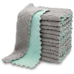 10Pcs Color Random Kitchen Cloth Dish Towels Super Absorbent Coral Dishtowels Nonstick Oil Washable Fast Drying