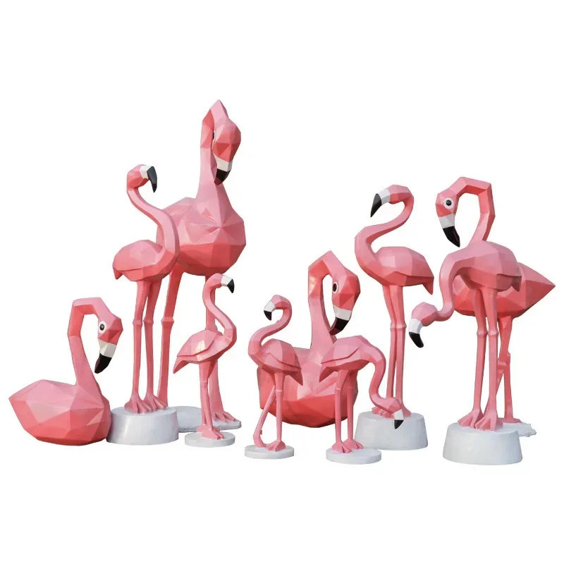 

Flamingo ornament outdoor fiberglass abstract sculpture garden landscape large shopping mall hotel decoration