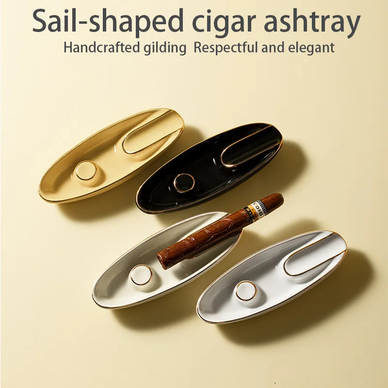 

Sail-shaped Cigar Ashtray High Quality Ceramic Cigar Accessory Portable Ashtray Suitable For Cigar Smoking