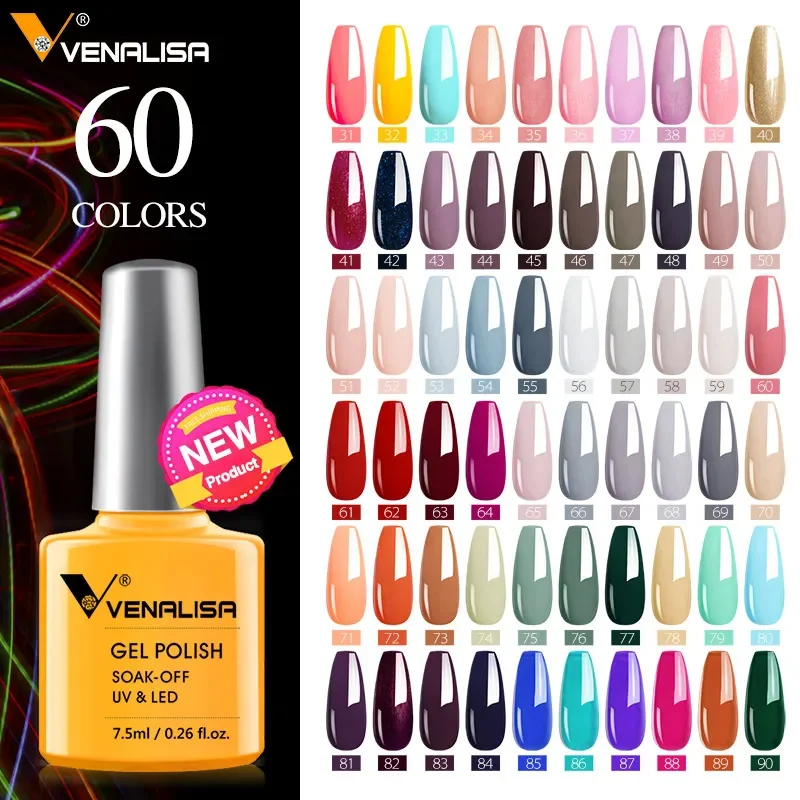 

Luxury Color Gel Nail Polish 60 Shades Soak off UV LED Long Lasting Super Gel Varnish Nail Gel Lacquer