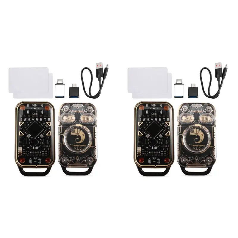 FULL-2X Chameleon Ultra V3.0 RFID Smart Chip Reader Duplicator With 4 UID Card 125Khz 13.56Mhz Card Reader
