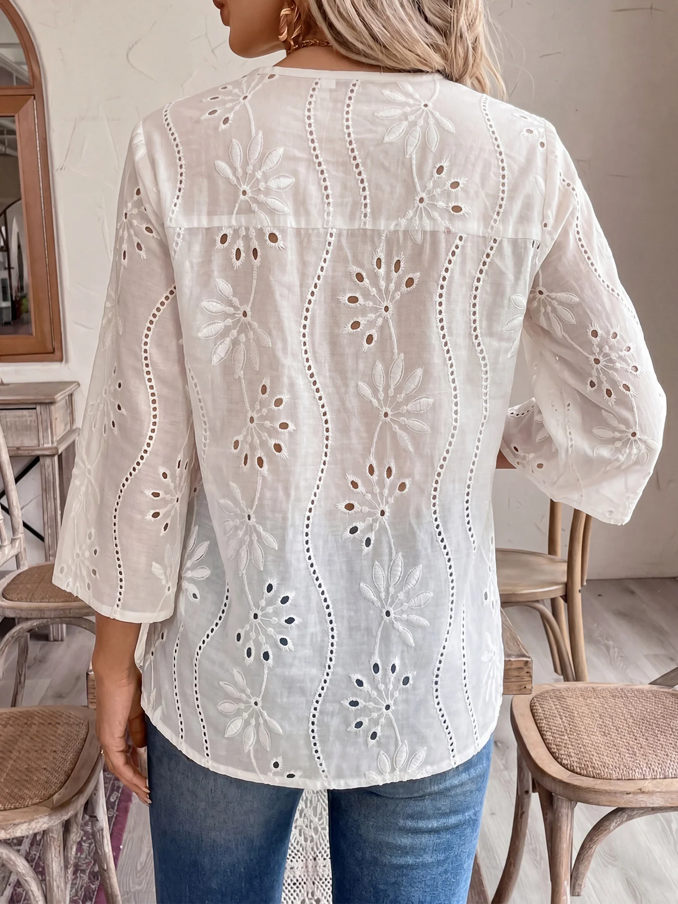 Camisa de manga 3/4 con cuello - Embroidery On Shirt reseña y precio