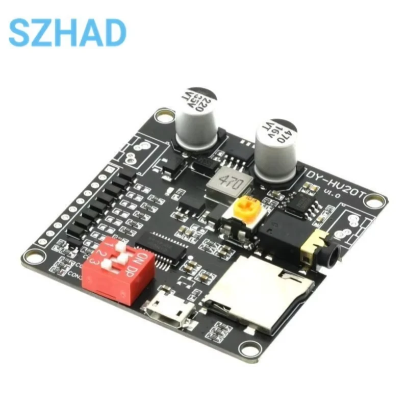 DY-HV20T HV20T 12V/24V zasilacz 10W/20W moduł odtwarzania głosu obsługujący kartę Micro SD odtwarzacz muzyczny MP3 dla Arduino