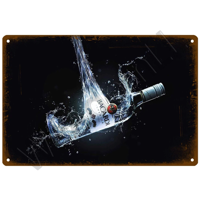Bacardi البيرة تين تسجيل اللوحة المعدنية تسجيل بار المشارك غرفة إكسسوارات ديكور منزلي خمر جدار ديكور على لوحة جدارية