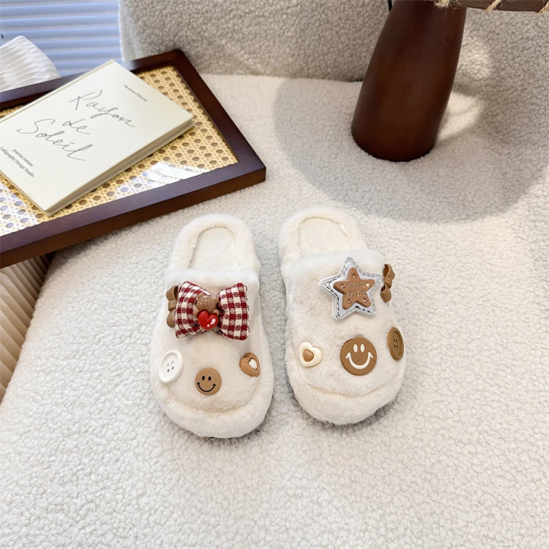 

Children's Slippers Home Sweet Heart Girls Boys Winter Fur Slippers Soft Fluffy Versatile Kids Fashion Causal Flat Shoes Trend
