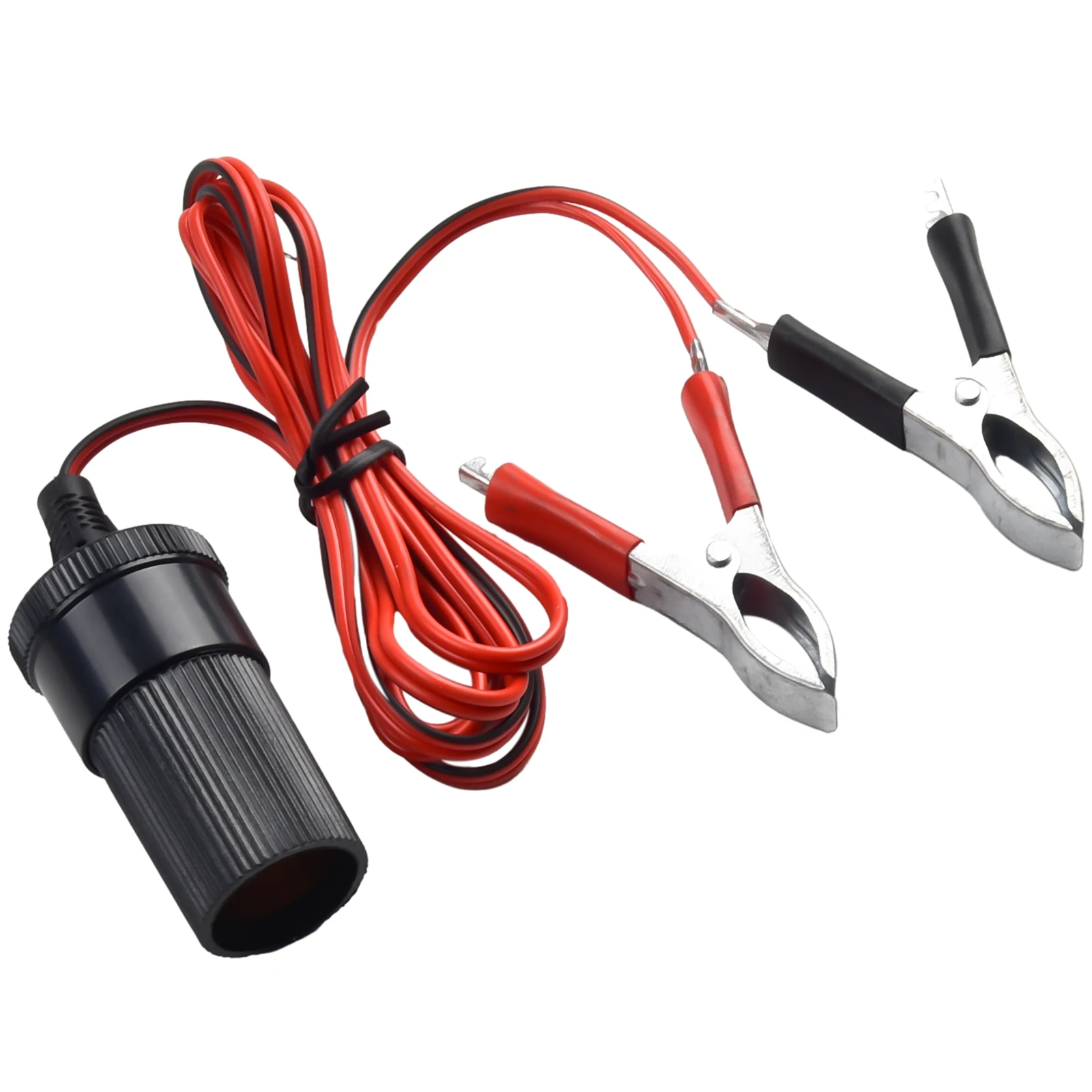 12V Car Socket Adapter Socket Cable + Battery Clamp Brand New High Quality 15A Rated Current 1.5M Length Metal Spring