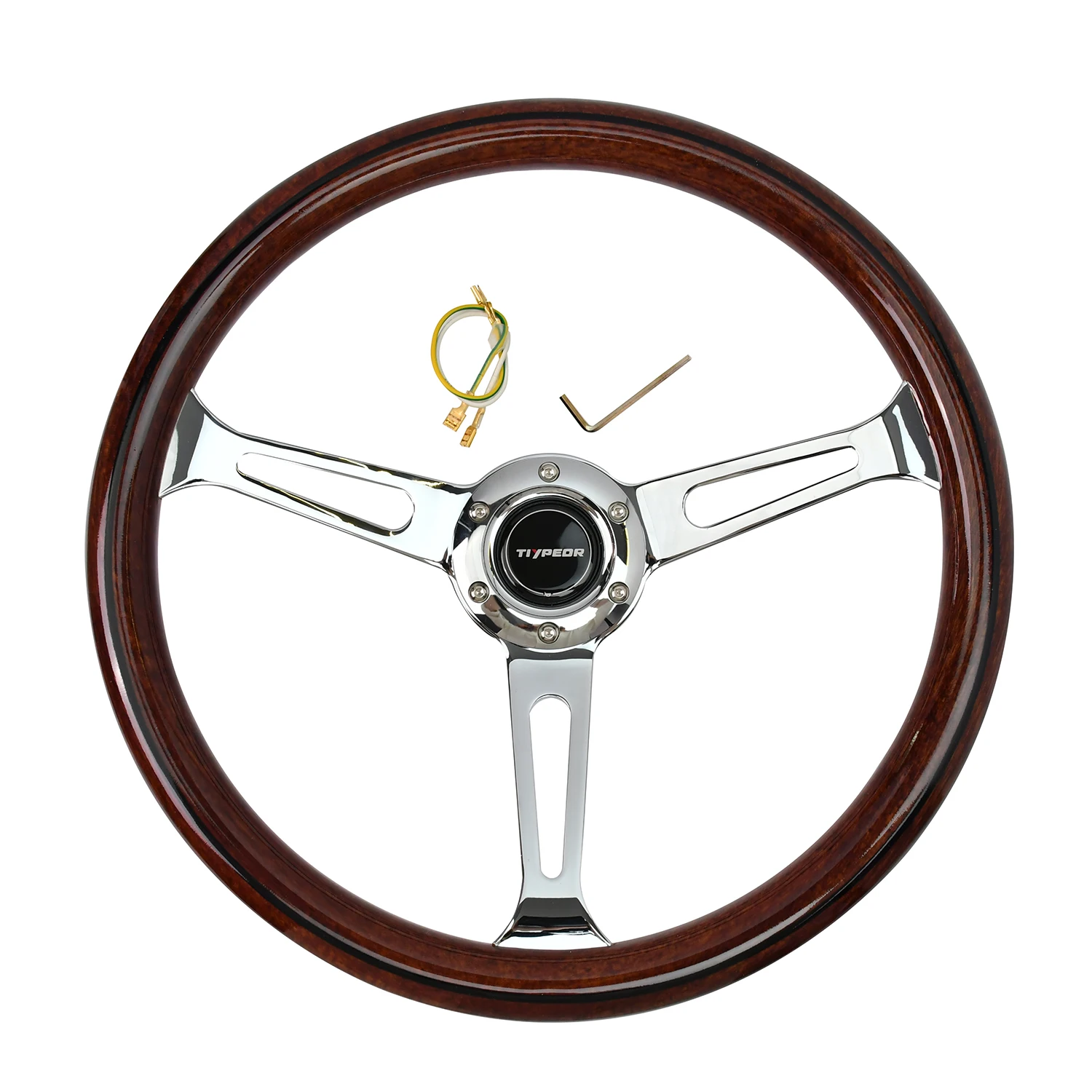 TIYPEOR Classic Wooden Steering Wheel 15inch 380mm Universal Vintage Wood  Car Steering Wheel Racing Steering Wheel for  Game
