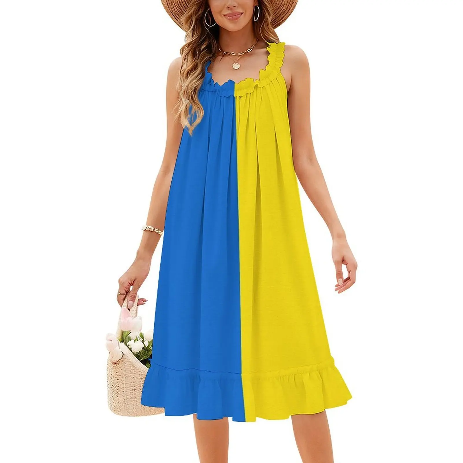 العلم الأوكراني فستان سموك الأزهار للنساء الربيع الصيف فستان كاجوال للحزب أوكرانيا العلم الأوكراني فستان العلم الأوكراني #5