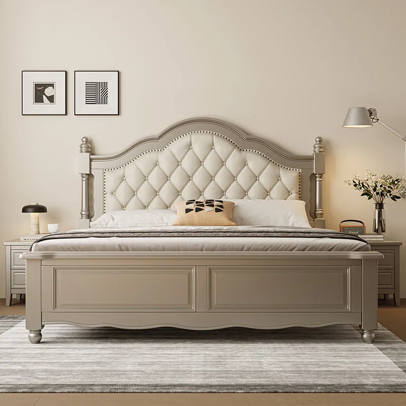 

Elegant Beige European Double Bed Japanese Style Wooden Storage European Double Bed Modern Luxury Cama Matrimonial Furniture