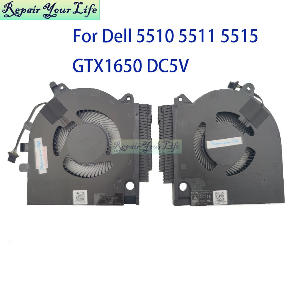 

01JYXG 0203MH CPU GPU Fan For Dell 15 5510 5511 5515 GTX1650 Laptop Cooling Radiator Fans DC5V EG75070S1-C660-S9A DFS5K22B156734
