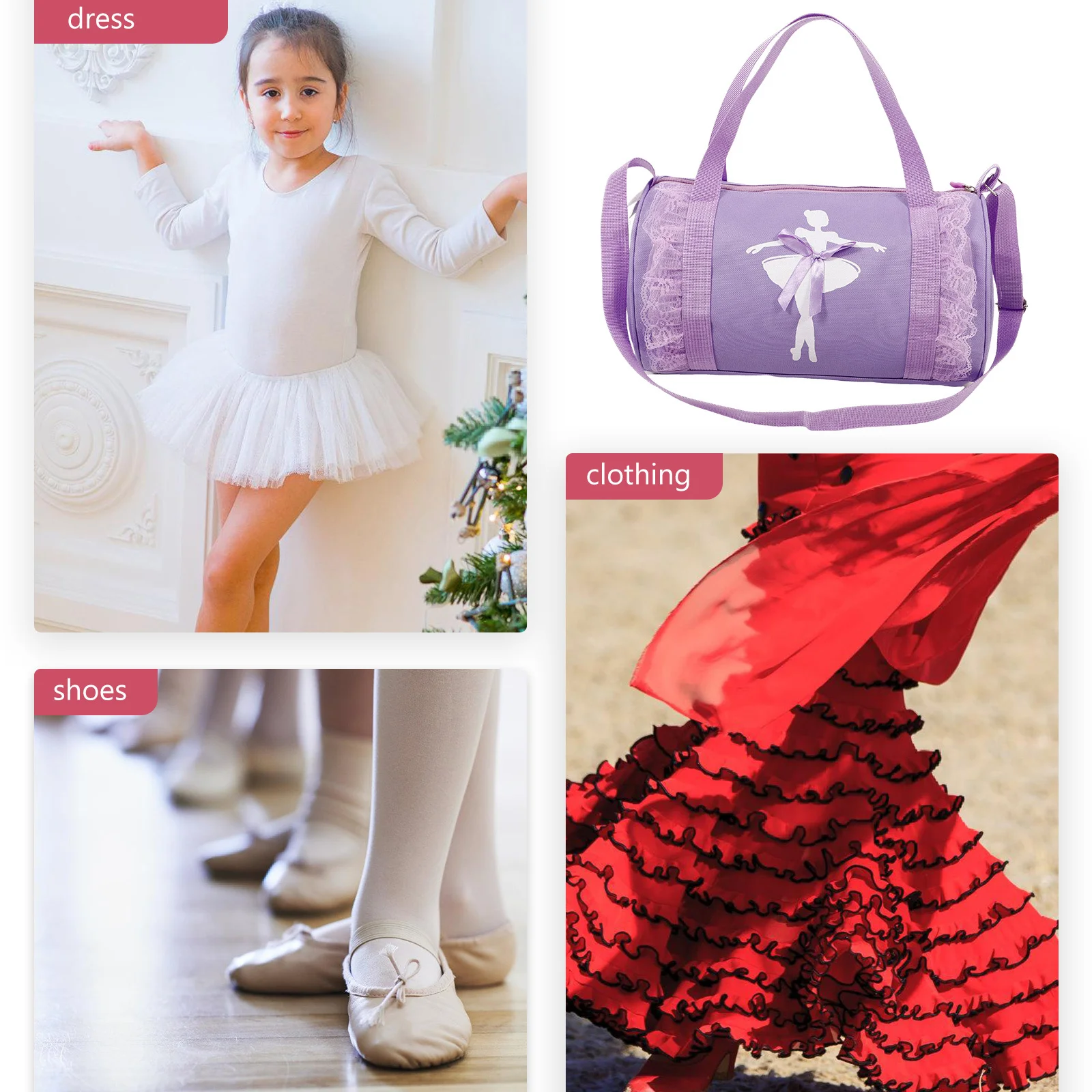 

Ballet Dance Shoulder Bag Oxford Cloth Portable Lightweight Large Capacity Dance Tote Adjustable Strap for