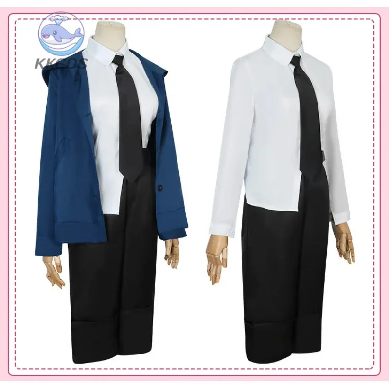 Anime Chainsaw Man Power Cosplay Costume Outfits Blue Suit Shirt Tie Short Neck Wig Women Halloween Comic-con Uniform KKCos view 5