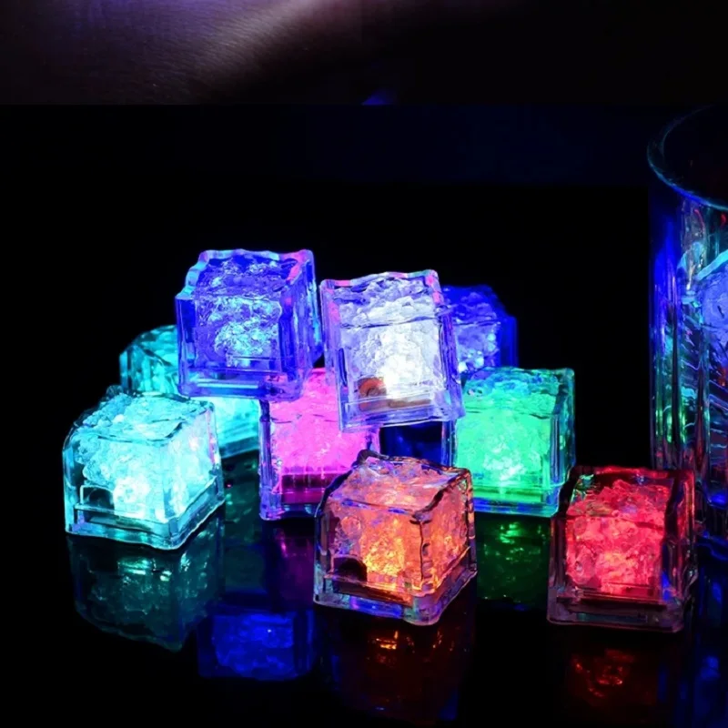 

12pcs Glow in Water Ice Cubes, Auto-Sensing Flashing LED Bar Lights with 7 Colors for Drinks, Party Pool Decor Cool Toys