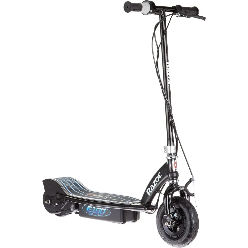 

E100 Glow Electric Scooter for Kids Age 8 and Up, LED Light-Up Deck, 8" Air-Filled Front Tire, Up to 40 min Continuous Ride Time