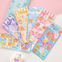 6 Sheets Kawaii Cute Shiny Photo Decorative Stickers Cartoon Decoration Journal Korean Hand Account Stationery Small Pattern