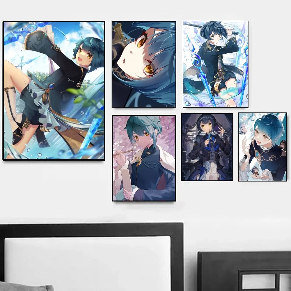 

1PC Game Anime Genshin Impact Xingqiu Poster Paper Print Home Living Room Bedroom Entrance Bar Restaurant Cafe Art Painting