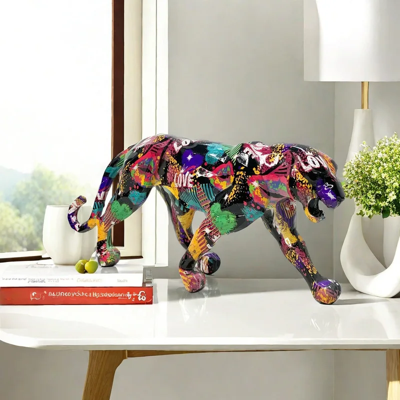 Cross-Border Leopard Animal Resin Crafts Ornaments Home Living Room Desktop TV Cabinet Decoration Business Gift Recommendation