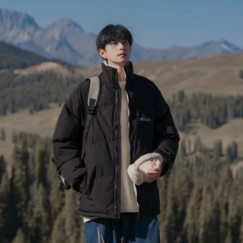 

Lamb Fur Jaet Men's Winter Thiened Cotton Coat American Trendy Brand Lamb Hair Cotton Clothes for Teenagers Stand Collar ...