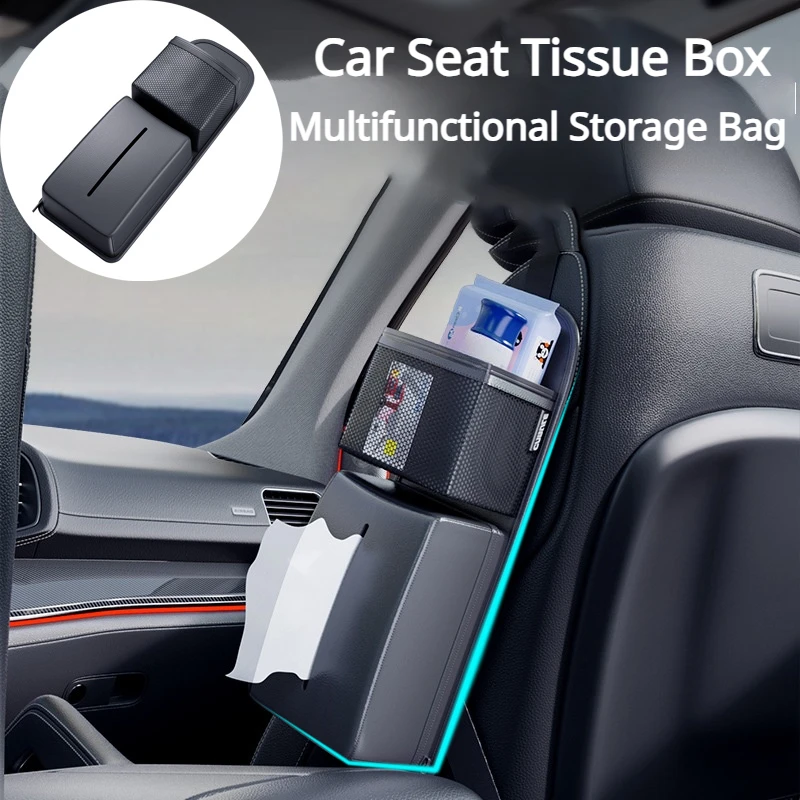 

Car Tissue Box Car Seat Side Tissue Package Car Hanging Bag Multifunctional Paper Drawer Auto Interior Storage Bag Accessories