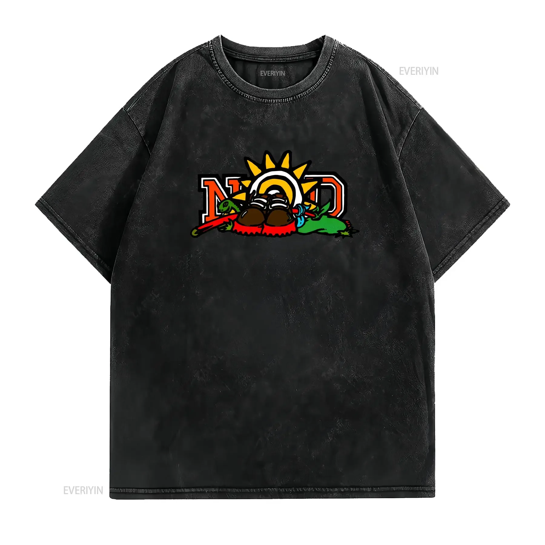 New Deal skate sunset retro 90s skateboarding T Shirt vintage Washed graphic streetwear Stretched homme Stylish Casual Unisex