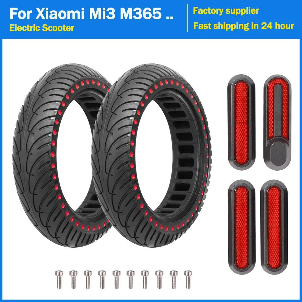 8 1/2*2 Rubber Tyre Wheel Reflective Cover Shell For Xiaomi Mi3 M365 1S Pro 2 E-Scooter Replacement Solid Non-Pneumatic Tires