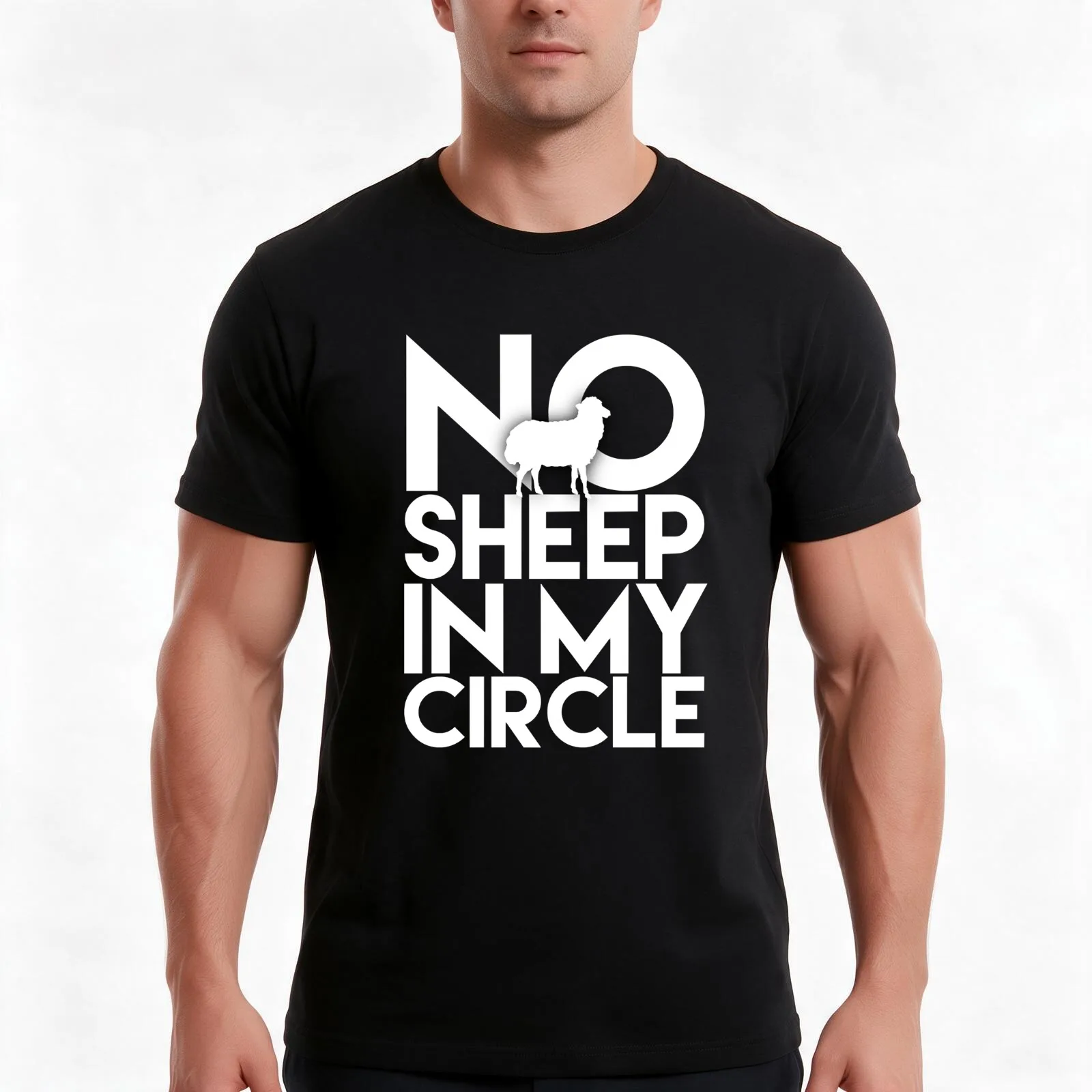 No Sheep in my Circle - Cool dark design T-Shirt, Summer Casual Cotton Tee, Oversized Streetwear Tops, Vintage Graphic Print