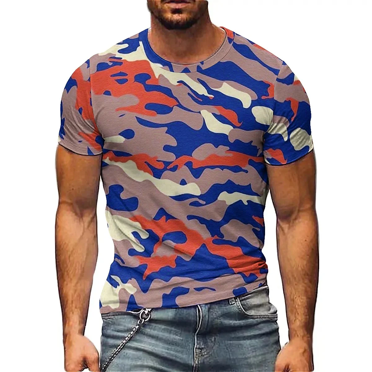 

2025 Summer Men's Funny Punk Ethnic Style 3D Printed Short Sleeved T-shirt Vacation Travel Luxury Carnival Event Business Leisur