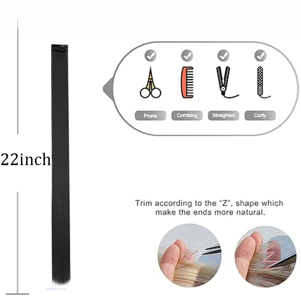 10 قطعة/الحزمة ملونة للحفلات يسلط الضوء على وصلات شعر بمشبك للفتيات 18 بوصة أومبير t قطع الشعر الاصطناعية 2026