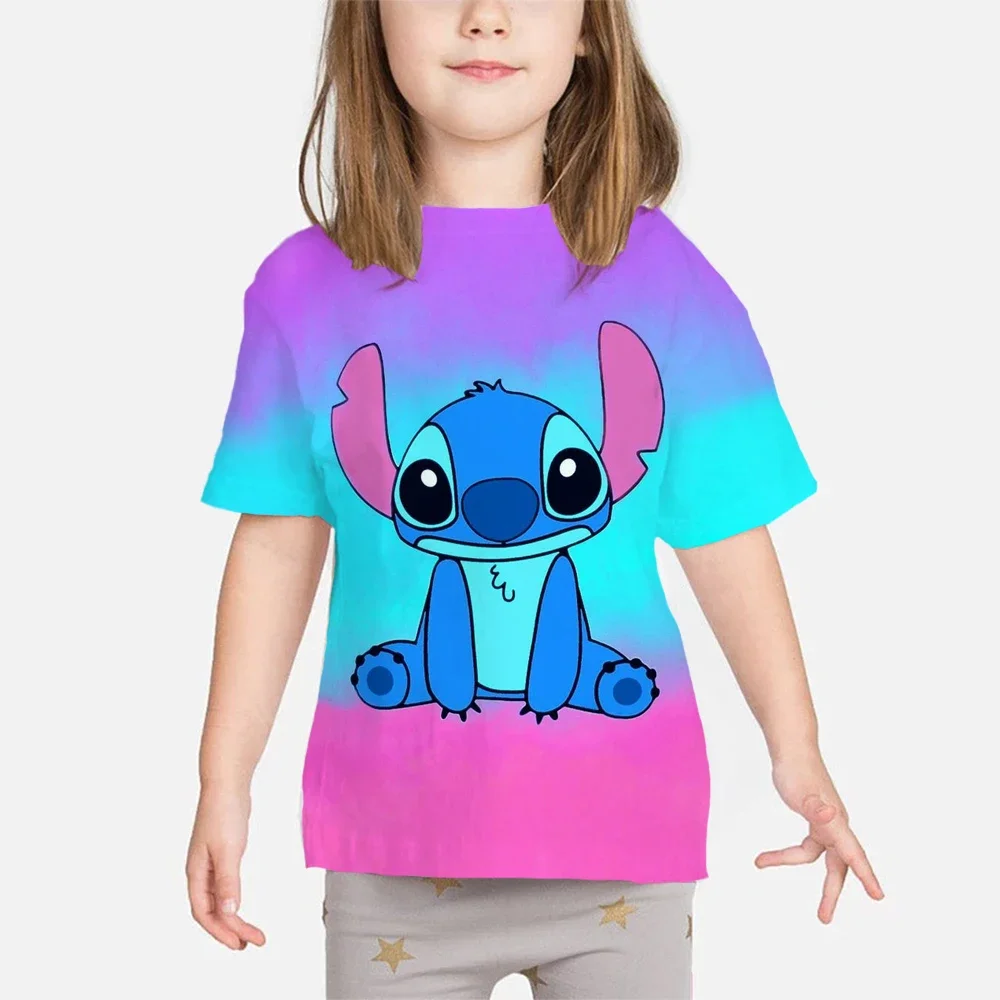 New Lilo & Stitch Tshirt Kids Anime Summer Fashion Multiple Children's Cartoon Boy Girls T-shirts Cute Baby Short Sleeve