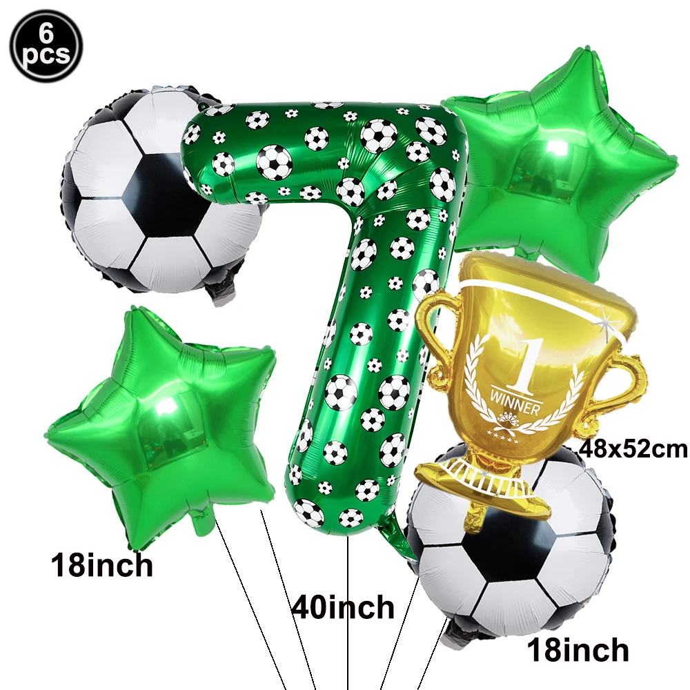 Fußball-Thema Geburtstagsdeko Ballonset Fußball-Trophäe Folienballon Grüner Fußball-Druck Nummer 0123456789 Ballon Jungen-Geschenk ﻿ – Detail 8