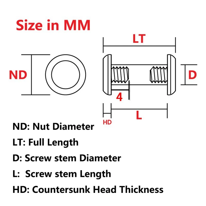 20 Sets 416 Stainless Steel Knife Handle M3.5 T10 Torx Screws Lock Nails Folding Knives Spindle Rivets DIY Make Accessories Part