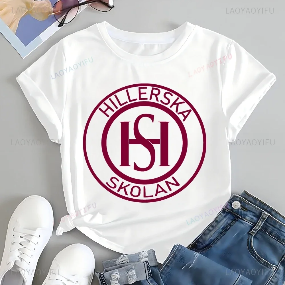 Casual Young Royal Hillerska Skolan Print T-shirt Top Hillerska Skolan Trend Short Sleeve Unisex Shirt Pattern Oversized T-shirt