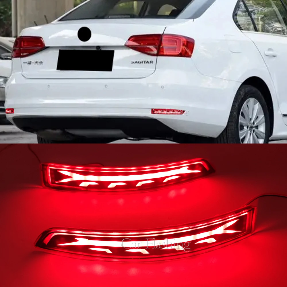 2Pcs LED Rear Fog Lamp Bumper Light For Volkswagen Sagitar 2015 2016 2017 2018 Turn Tail Stop Brake Lamp Reflector lights