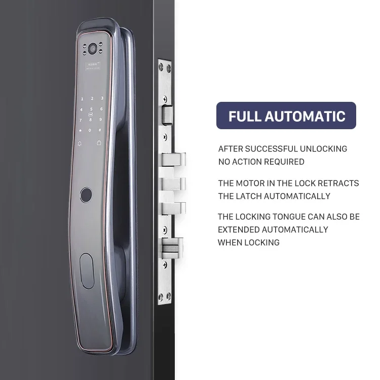 New Design Wholesale Price High Security Fingerprint Digital Wifi Smart Door Lock Connected Camera Monitor Send Photo To Mobile