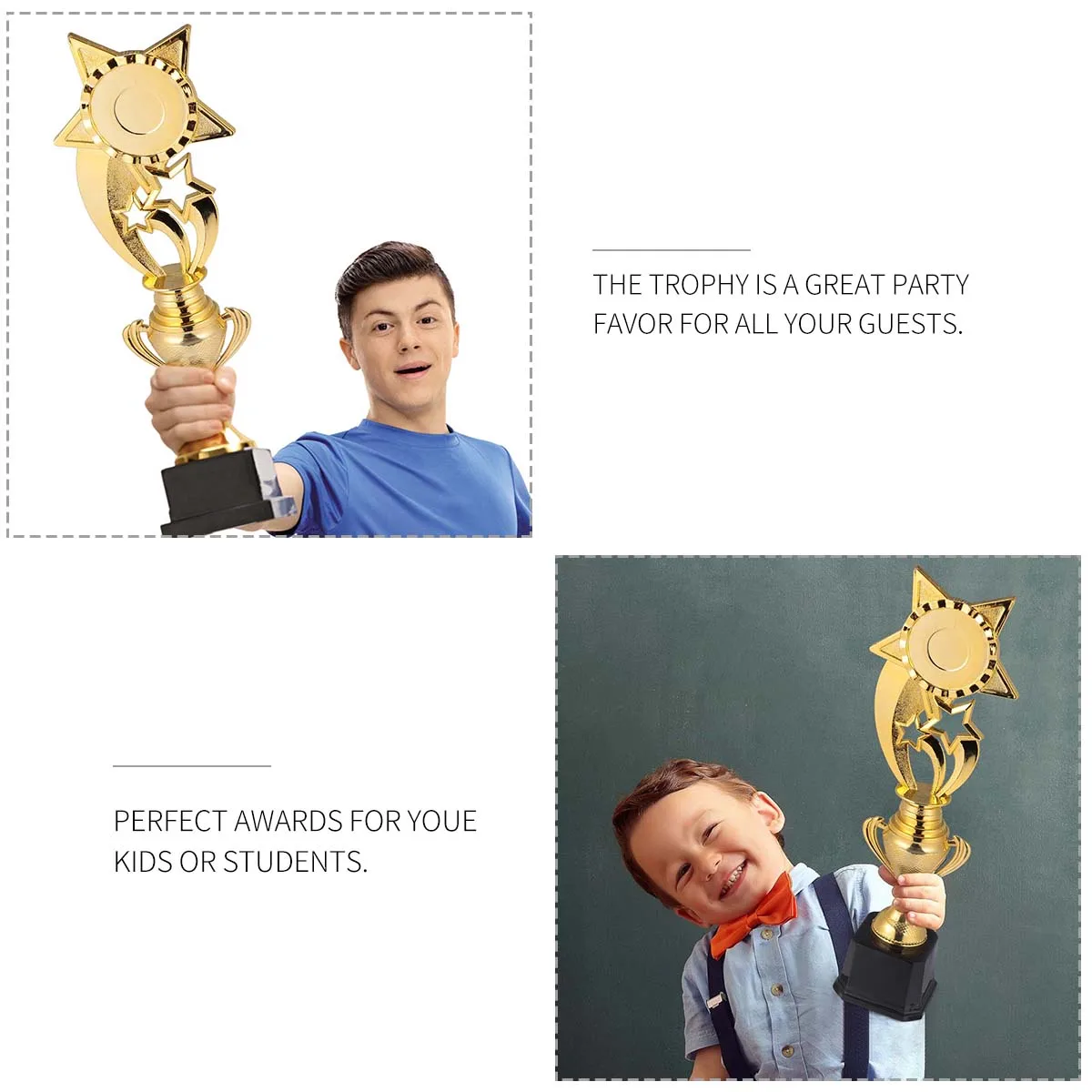 

Pentagram Trophy Football Shape Award Kids Party Ceremony Prizes Plastic Gold Color Smooth Surface Bright Finish Game Rewards