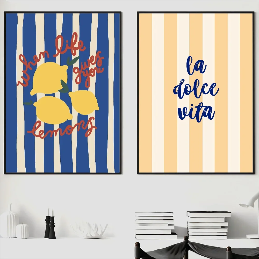الحد الأدنى لا دولتشي فيتا الليمون قماش المشارك الفاكهة الليمون الطازجة جدار الفن لغرفة المعيشة الحديثة غرفة نوم بار مقهى وديكور المنزل l