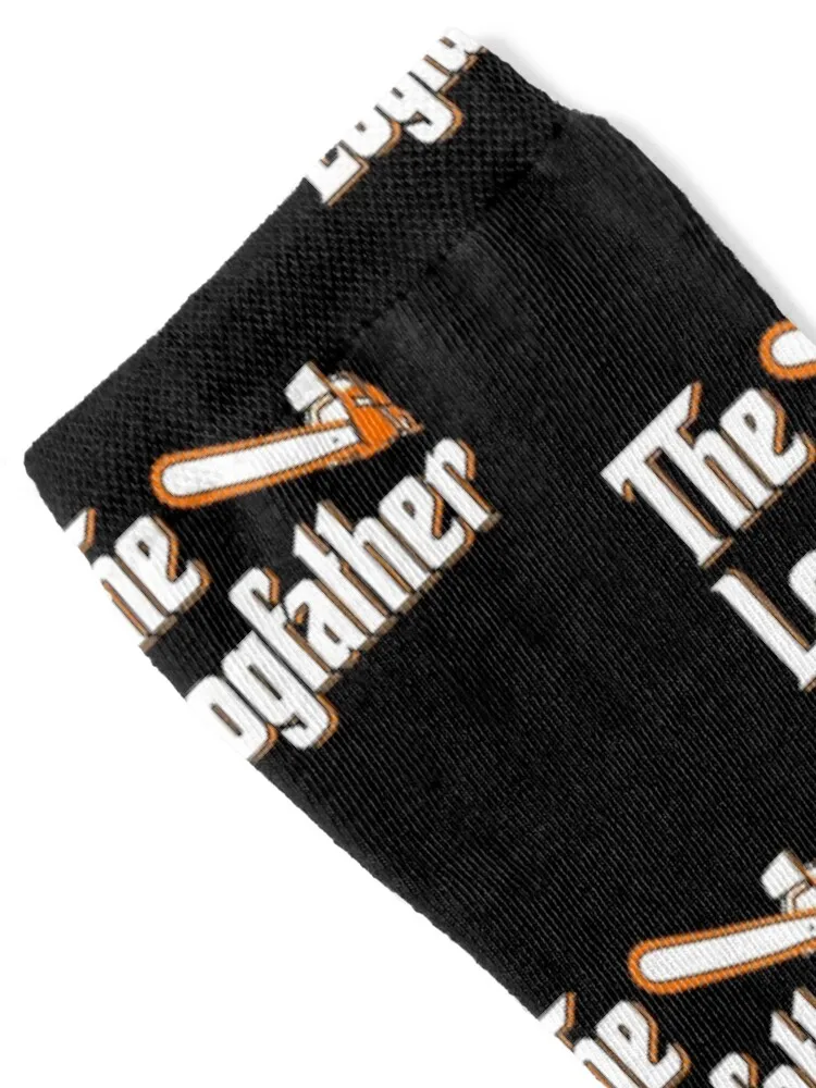 رجل The Logfather - Lumberjack Chainsaw Logger Woodsman Socks Golf مع طباعة الجملة عيد الميلاد تخزين الفتاة الجوارب الرجالية