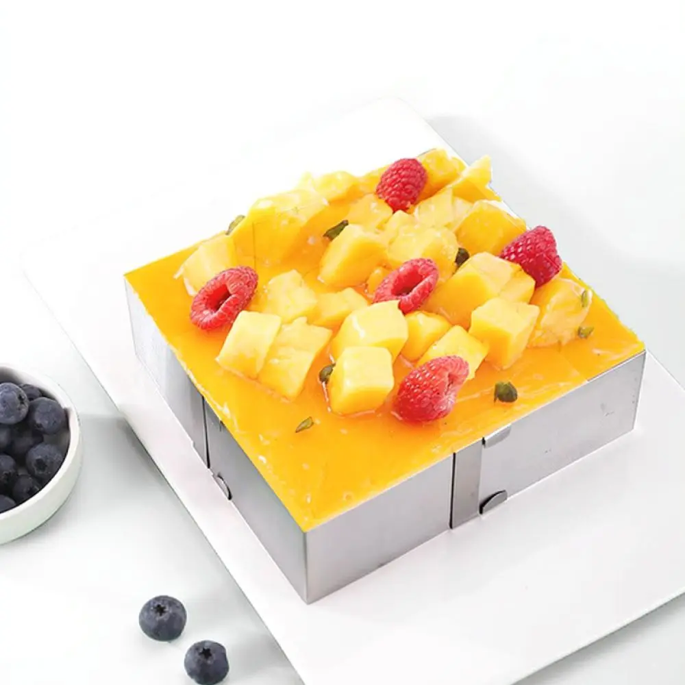 Adjustable Square Cake Ring Stainless Steel Mousse Mold Flexible Baking Frame Kitchen Pastry Tool For Professional Use