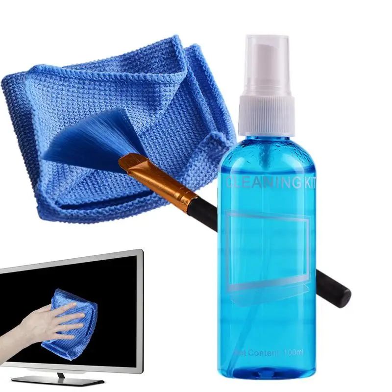 

Screen Cleaning Spray Set Bottled TV Screen Cleaner Spray With Cleaning Brush Towel Electronic Device Screen Cleaner For Laptop