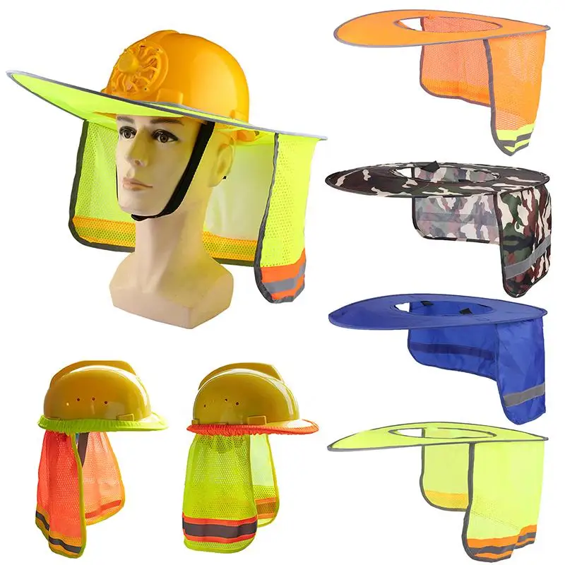 Sun Shield Safety Hard Hat with Extended Neck Protection Reflective Cap for Summer Outdoor Construction