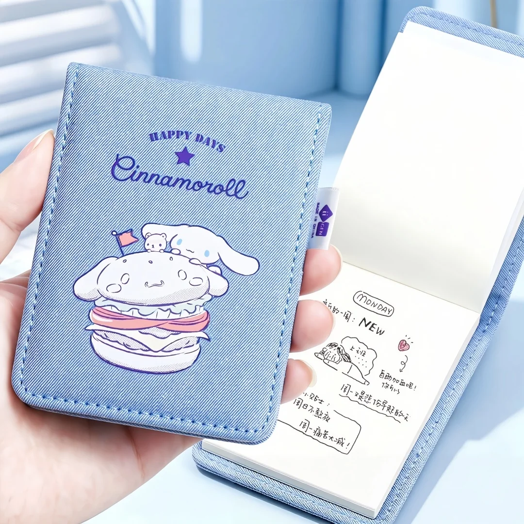 Cinnamoroll Pocket Notebook 60 Sheets Leather-Bound Portable Small Notebook Cute Big-Eared Dog Mini Planner Student Portable Notepad