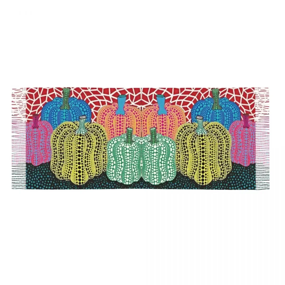 Écharpe d\'art de Aliments d\'impression personnalisée pour hommes et femmes, écharpes chaudes Yayoi Kusama, enveloppes de châles, 3 pois, hiver