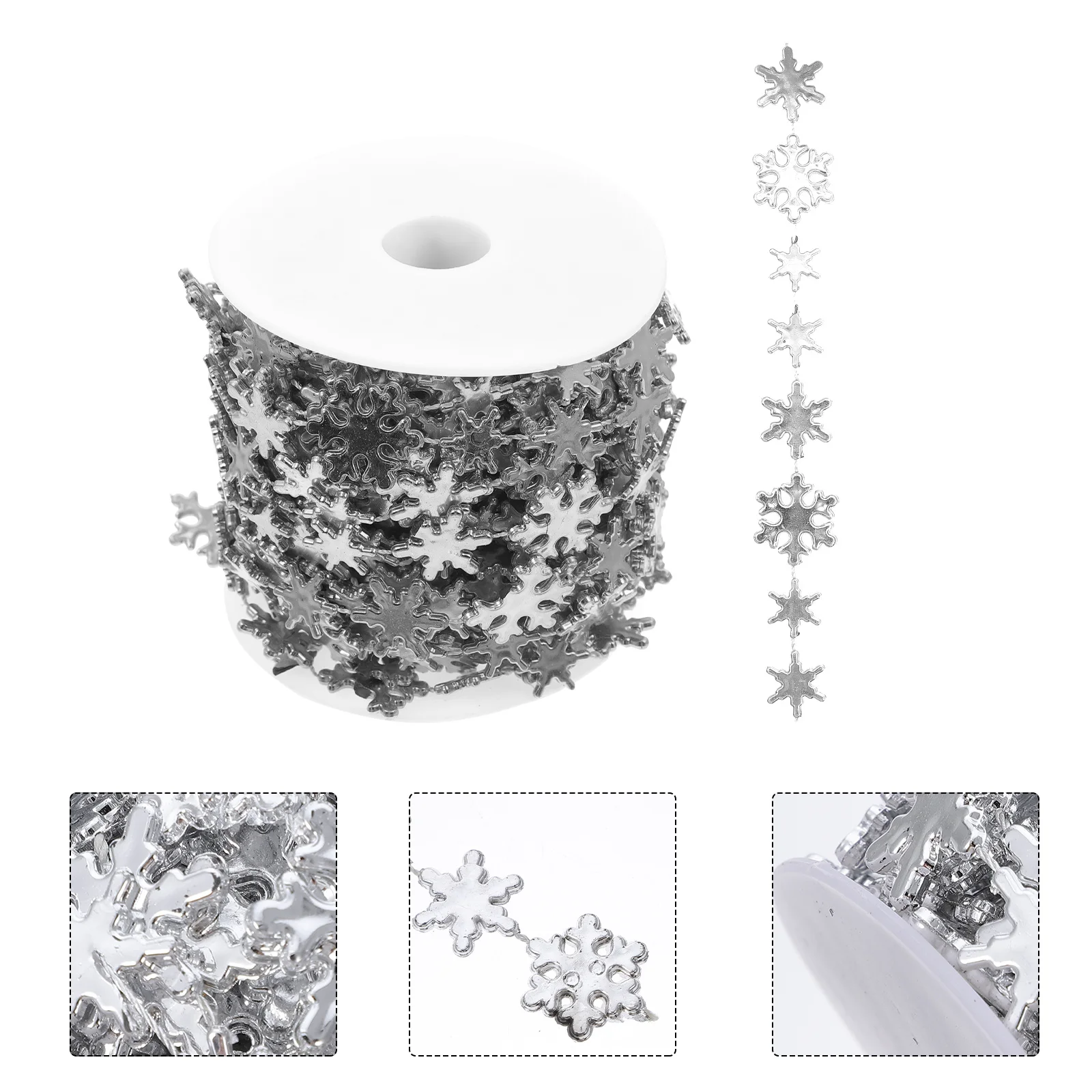 

1 Roll Christmas Tree Decoration Accessories Snowflake Bead Garland Plastic Chain For Wedding Xmas Decor Diy Craft Home Party