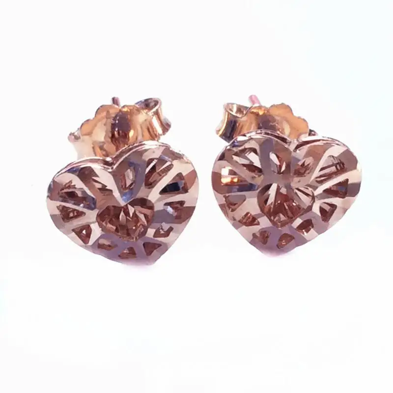 585 fioletowe złoto moda hollow heart ear studs14k różowe złoto trójwymiarowy projekt romantyczny urok randki biżuteria ślubna