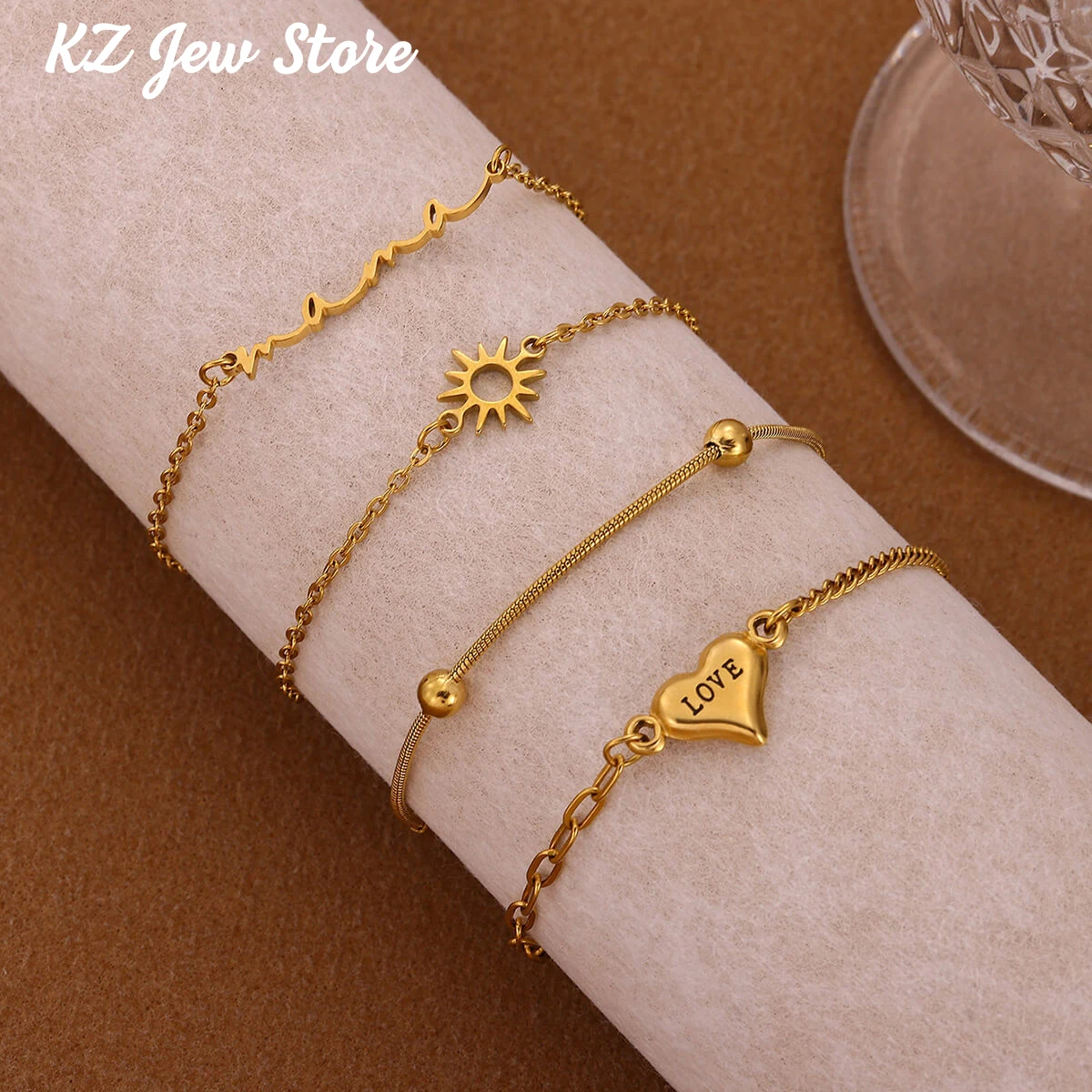 Mother's Day Jewelry For Women Gold Color Stainless Steel Bracelet Dainty Mama Letters Adjustable Link Sunshine Elegant Mumgift
