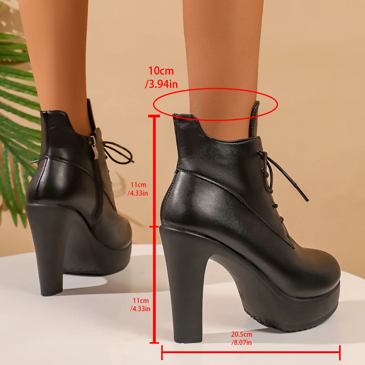 Plataforma grossa super salto alto botas de tornozelo feminino 2025 inverno fundo grosso rendas até preto botas curtas sexy mulher boate sapatos