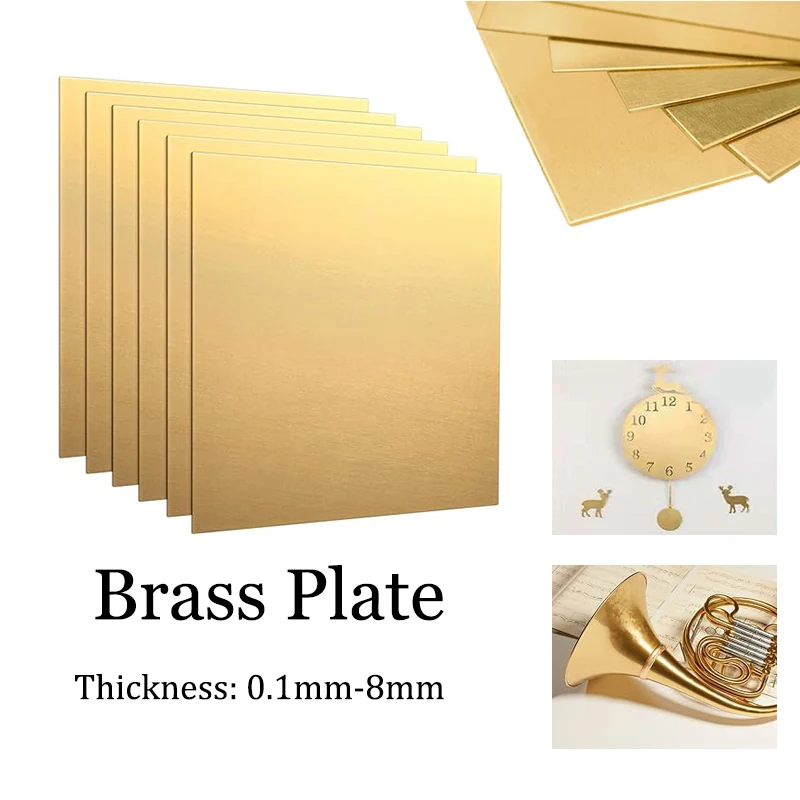 

99.9% Thin Plate Brass Sheet Foil Metal Strip Coppers Handmade material Coppers Tablets Material for Metal Art 1pcs
