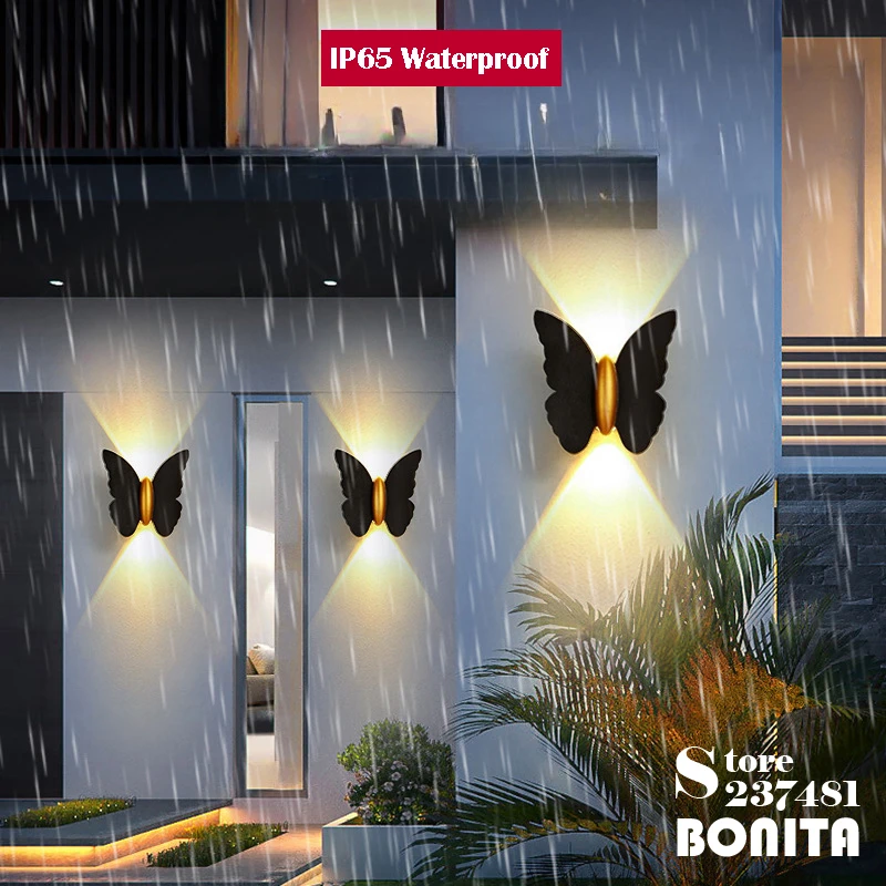 

Butterfly Wall Lamp IP65 Waterproof Indoor Outdoor Sconces Light Hotel Courtyard Wall Lamps Modern Projection Wall Washing Lamp